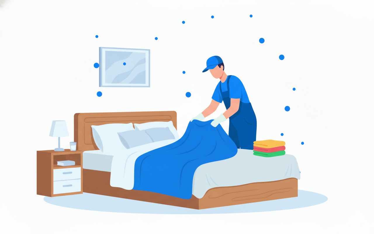 Sprzątanie sypialni w mieszkaniu